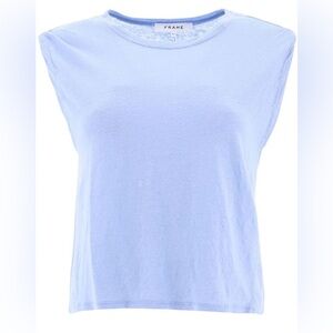 NWT FRAME Rolled Muscle crew-neck Top Light Blue